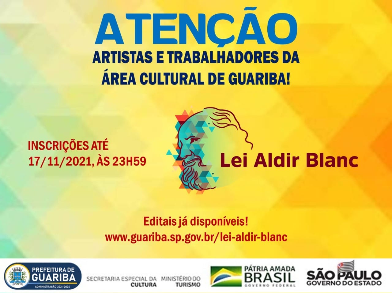 PREFEITURA DE GUARIBA (SP) CONVOCA ARTISTAS E TRABALHADORES DA CULTURA